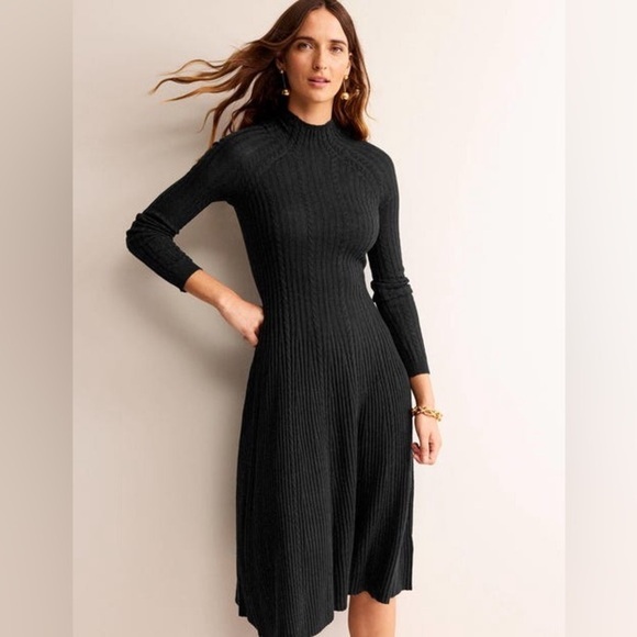 BODEN Tessa Knitted Dress Black - Picture 1 of 10